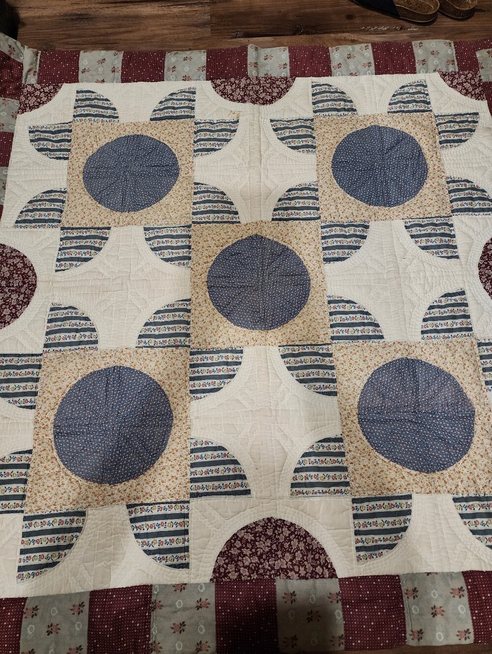 Vintage Handmade quilt with flower design